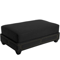 Iconic Home Gianni Linen Ottoman Nailhead Trim 