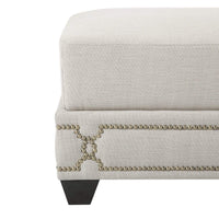 Iconic Home Gianni Linen Ottoman Nailhead Trim 