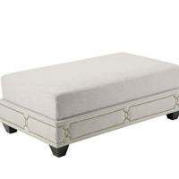 Iconic Home Gianni Linen Ottoman Nailhead Trim 