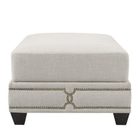 Iconic Home Gianni Linen Ottoman Nailhead Trim 