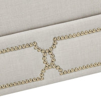 Iconic Home Gianni Linen Ottoman Nailhead Trim 