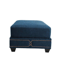 Iconic Home Gianni Linen Ottoman Nailhead Trim 