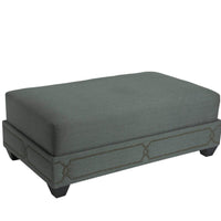 Iconic Home Gianni Linen Ottoman Nailhead Trim 