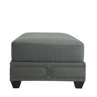 Iconic Home Gianni Linen Ottoman Nailhead Trim 