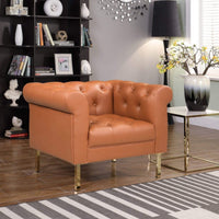 Iconic Home Giovanni Tufted PU Leather Club Chair Camel