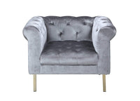 Iconic Home Giovanni Button Tufted Velvet Club Chair 