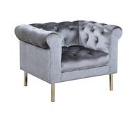 Iconic Home Giovanni Button Tufted Velvet Club Chair 