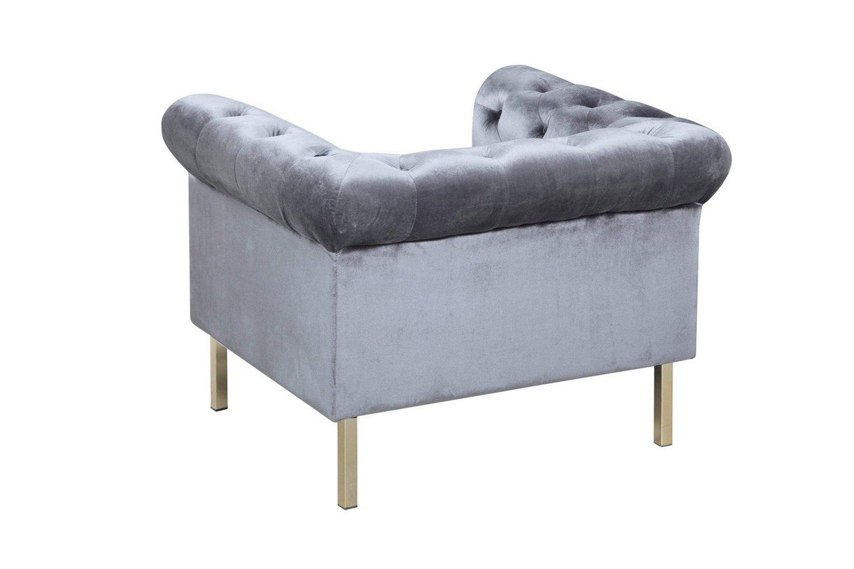 Iconic Home Giovanni Button Tufted Velvet Club Chair 
