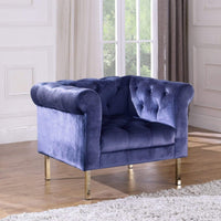Iconic Home Giovanni Button Tufted Velvet Club Chair Navy