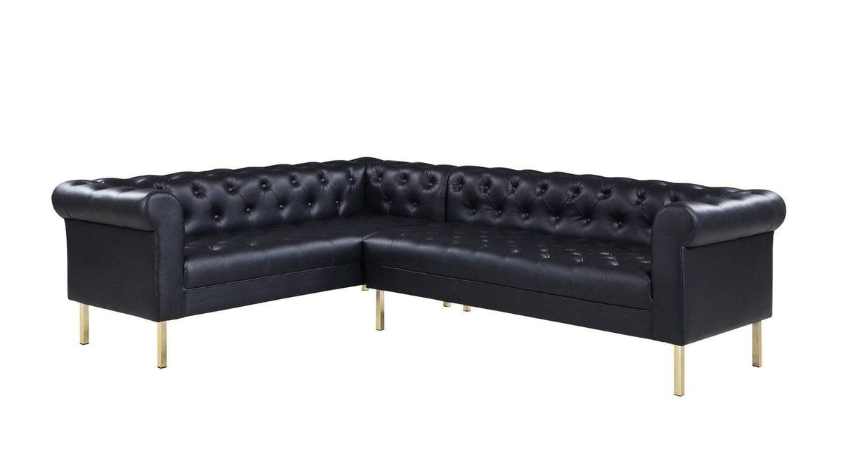 Iconic Home Giovanni Left Facing Faux Leather Sectional Sofa 