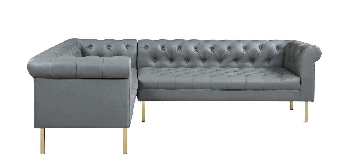 Iconic Home Giovanni Left Facing Faux Leather Sectional Sofa 