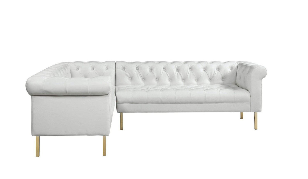 Iconic Home Giovanni Left Facing Faux Leather Sectional Sofa 