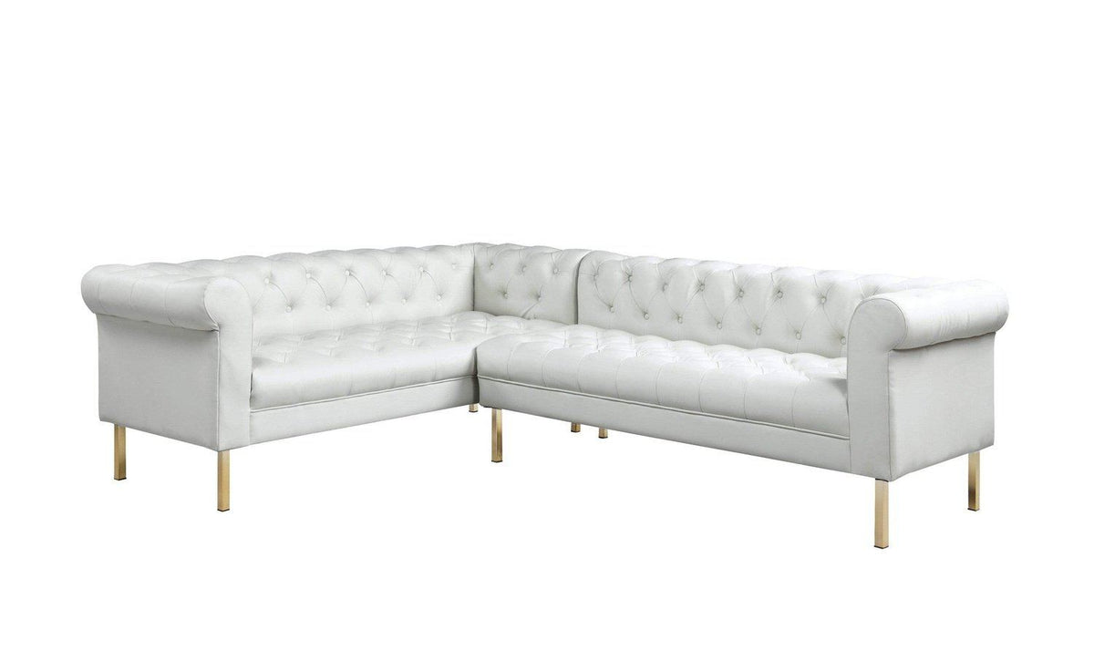 Iconic Home Giovanni Left Facing Faux Leather Sectional Sofa 