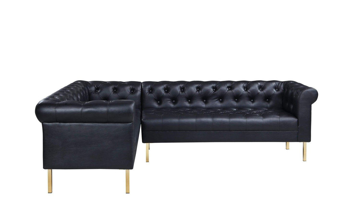 Iconic Home Giovanni Left Facing Faux Leather Sectional Sofa 