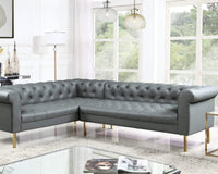 Iconic Home Giovanni Left Facing Faux Leather Sectional Sofa Grey