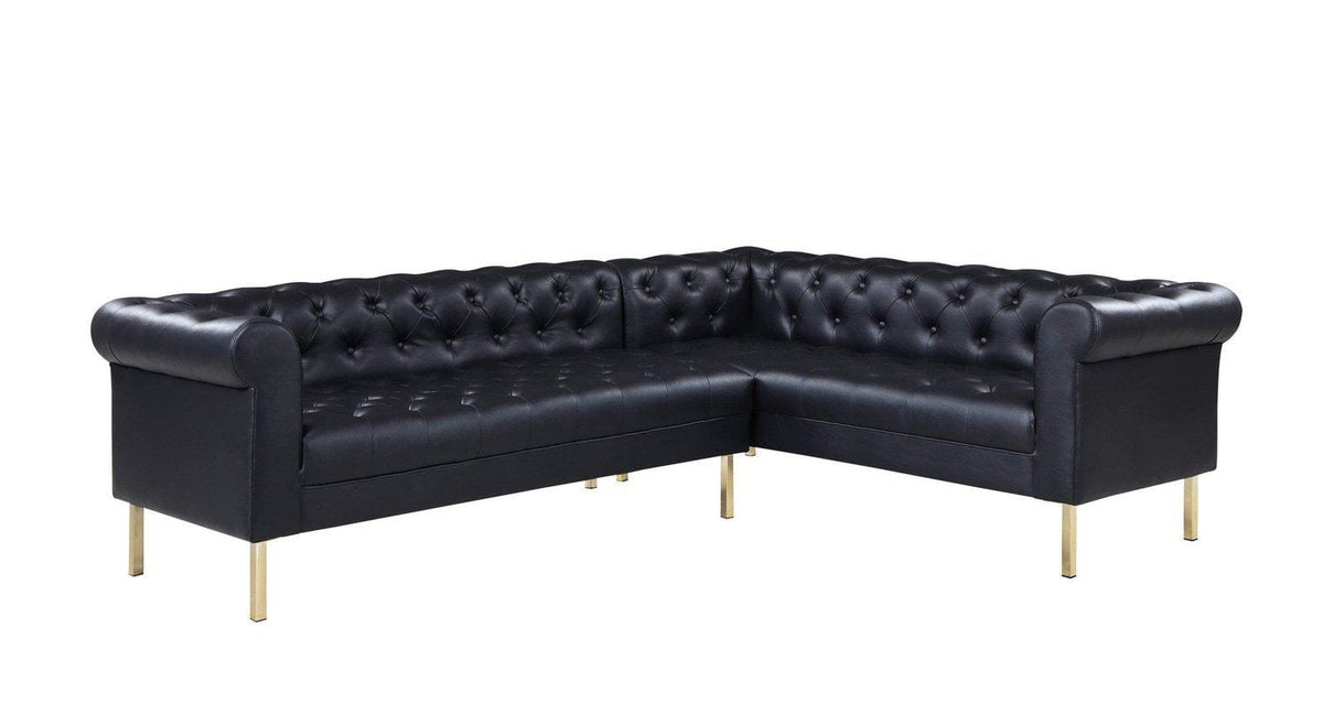 Iconic Home Giovanni Right Facing Faux Leather Sectional Sofa 