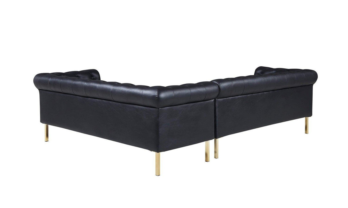 Iconic Home Giovanni Right Facing Faux Leather Sectional Sofa 