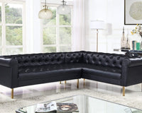 Iconic Home Giovanni Right Facing Faux Leather Sectional Sofa Black