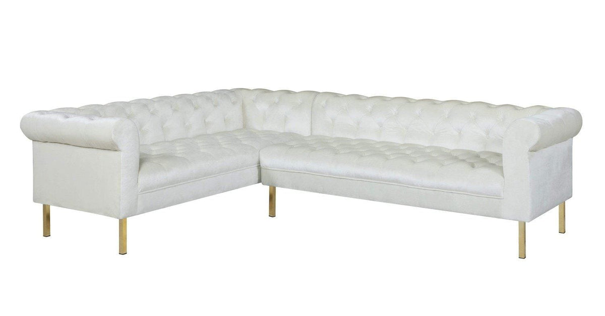 Iconic Home Giovanni Left Facing Velvet Sectional Sofa 