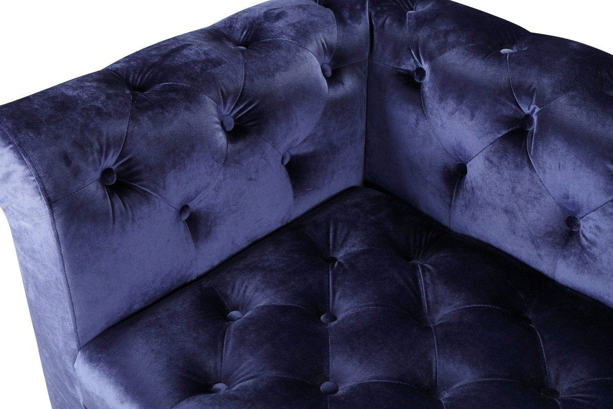 Iconic Home Giovanni Right Facing Velvet Sectional Sofa 