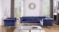 Iconic Home Giovanni Right Facing Velvet Sectional Sofa 