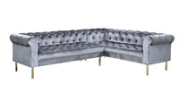 Iconic Home Giovanni Right Facing Velvet Sectional Sofa 