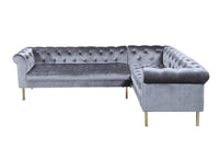 Iconic Home Giovanni Right Facing Velvet Sectional Sofa 
