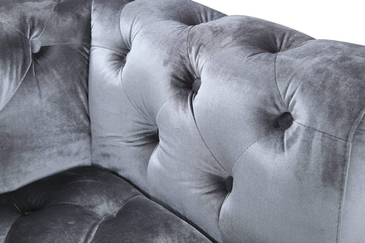 Iconic Home Giovanni Right Facing Velvet Sectional Sofa 