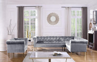 Iconic Home Giovanni Right Facing Velvet Sectional Sofa 
