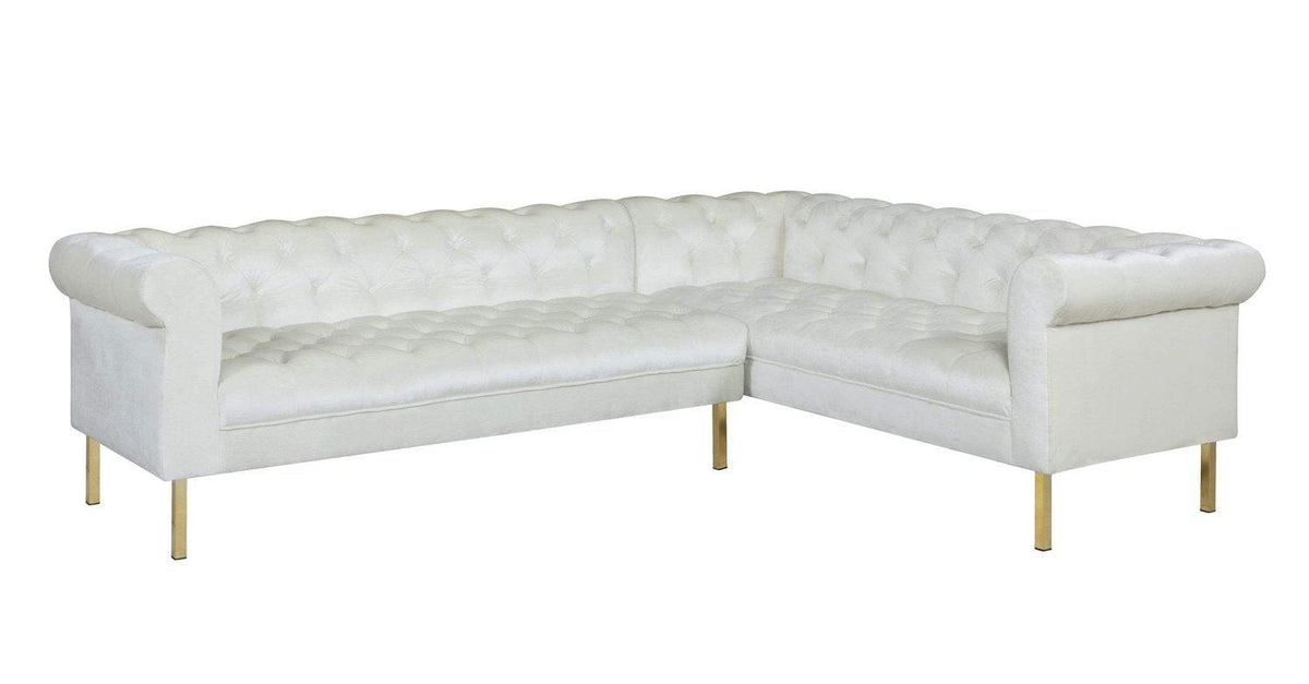 Iconic Home Giovanni Right Facing Velvet Sectional Sofa 