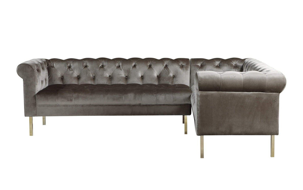 Iconic Home Giovanni Right Facing Velvet Sectional Sofa 