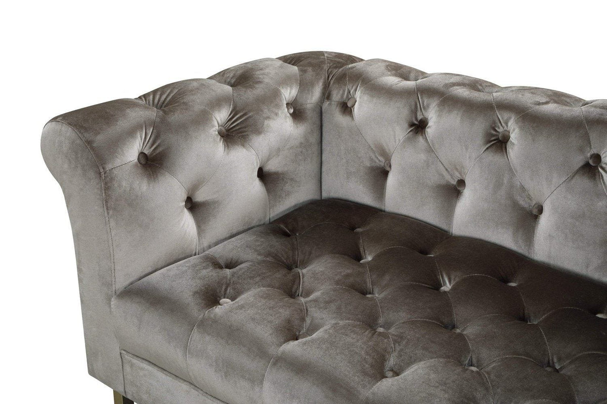 Iconic Home Giovanni Right Facing Velvet Sectional Sofa 