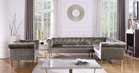 Iconic Home Giovanni Right Facing Velvet Sectional Sofa 