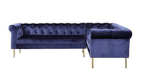 Iconic Home Giovanni Right Facing Velvet Sectional Sofa 