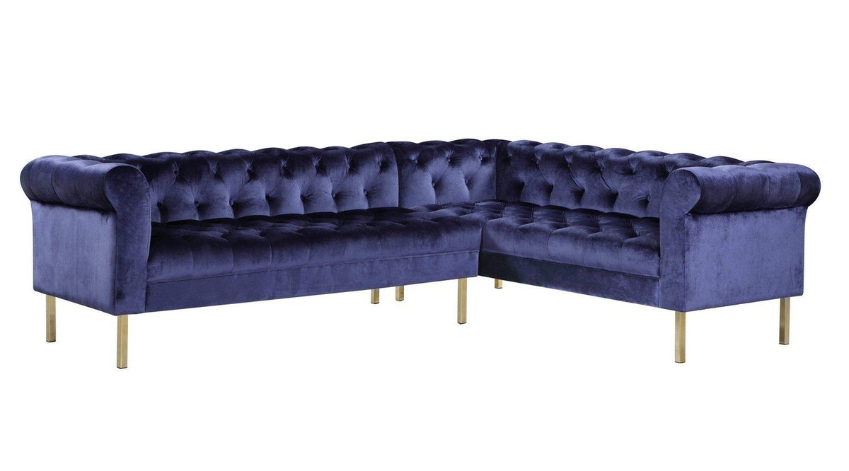 Iconic Home Giovanni Right Facing Velvet Sectional Sofa 