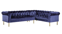 Iconic Home Giovanni Right Facing Velvet Sectional Sofa 