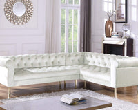 Iconic Home Giovanni Right Facing Velvet Sectional Sofa Beige