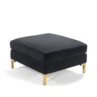 Iconic Home Girardi Velvet Square Ottoman Black