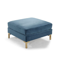 Iconic Home Girardi Velvet Square Ottoman Blue