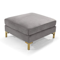 Iconic Home Girardi Velvet Square Ottoman Grey