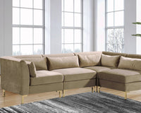 Iconic Home Girardi Modular Velvet Sectional Sofa Taupe