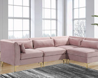 Iconic Home Girardi Modular Velvet Sectional Sofa Blush