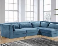 Iconic Home Girardi Modular Velvet Sectional Sofa Blue