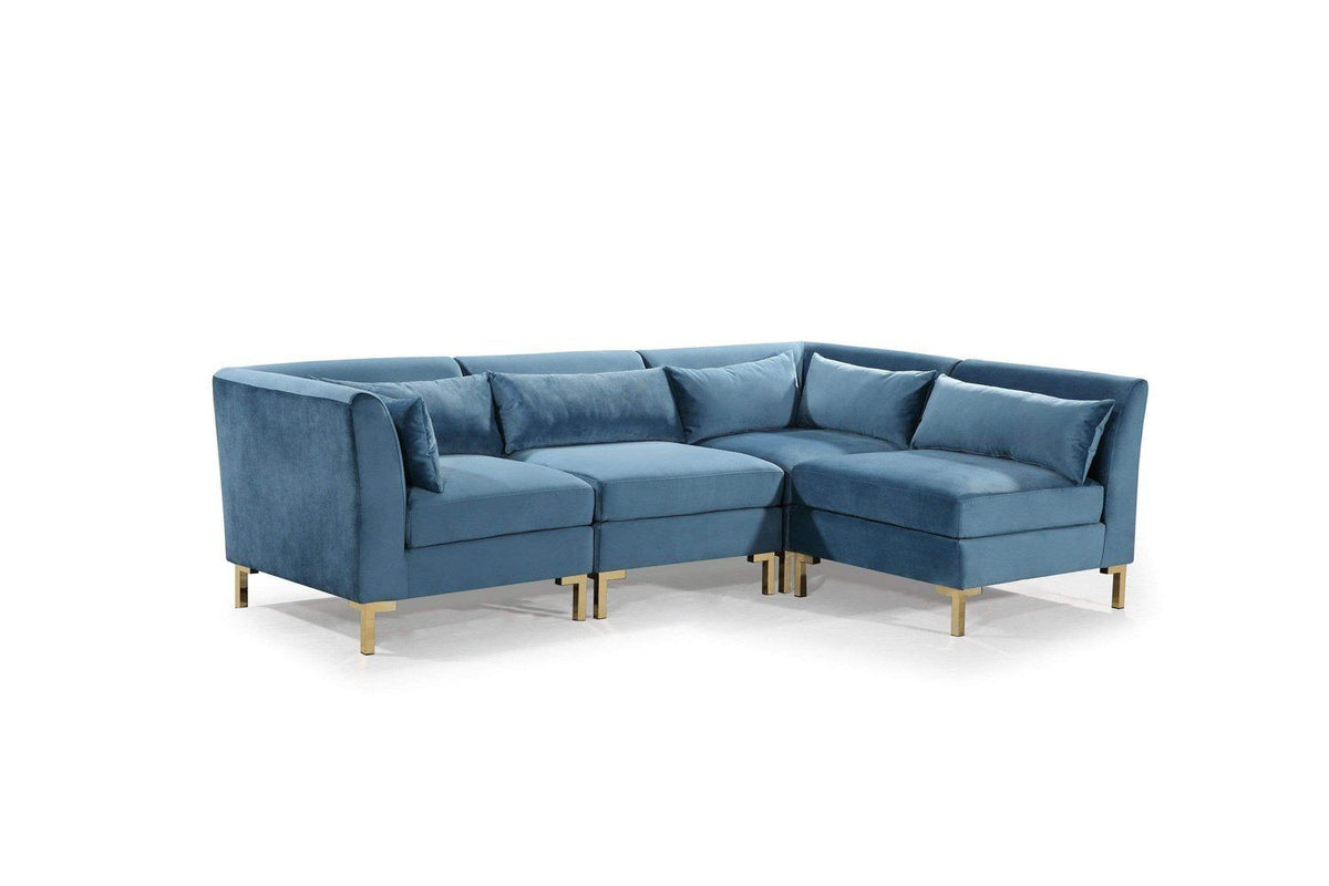 Iconic Home Girardi Modular Velvet Sectional Sofa 
