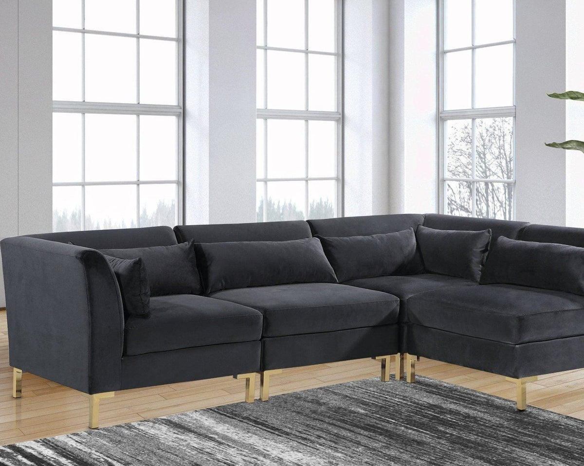 Iconic Home Girardi Modular Velvet Sectional Sofa Black