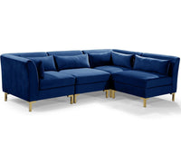 Iconic Home Girardi Modular Velvet Sectional Sofa Navy