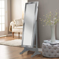 Iconic Home Glam Storage Armoire Cheval Mirror Silver