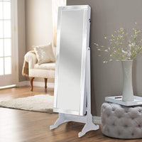 Iconic Home Glam Storage Armoire Cheval Mirror White