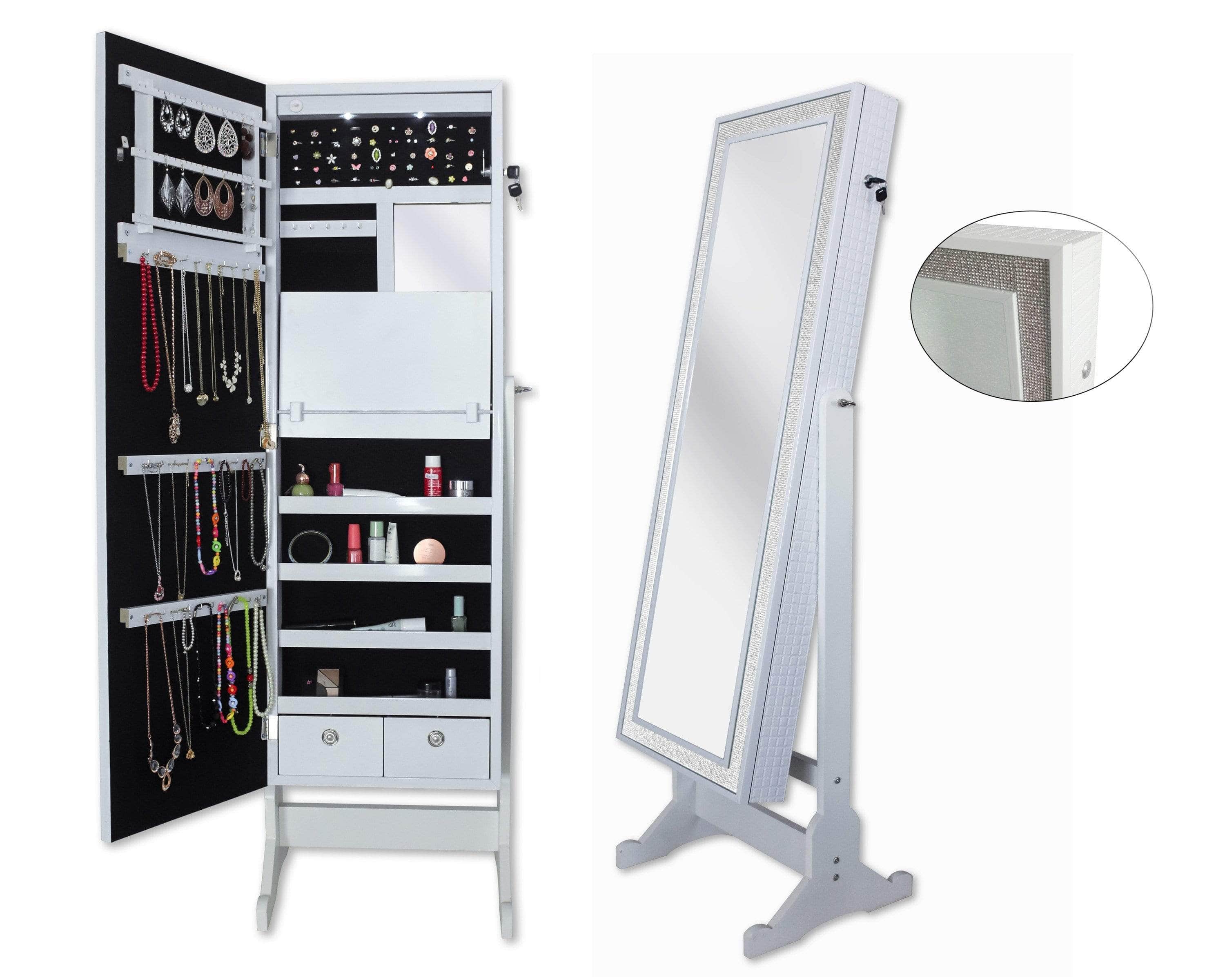 Iconic Home Glitzy Storage Armoire Full Length Cheval Mirror Iconic Home Glitzy Storage Armoire Full Length Cheval Mirror