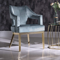 Iconic Home Gourdon Plush Velvet Accent Chair Gold Legs Blue